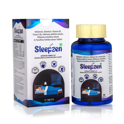 SleepZen Sleep Support Tablets | Non-Habit Forming Sleep Aid with Melatonin, Ashwagandha & Valerian | Natural Relief for Insomnia, Anxiety & Stress | 30 Tablets | For Men & Women