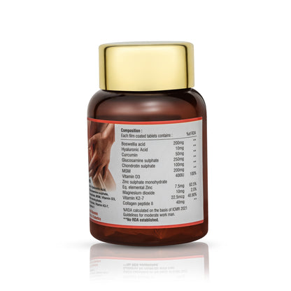 KNEEDIA Diabetic-Safe Joint Support Supplement, 30 Tablets, with Boswellia, Glucosamine, MSM and Collagen