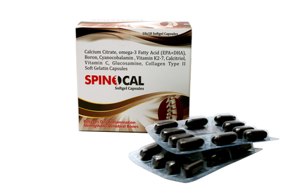 Spinocal – Advanced Spine & Joint Support Formula with Calcium Citrate, Omega-3 (EPA+DHA), Boron, Vitamin K2-7, Glucosamine, Collagen Type II, Vitamin C & B12 for Complete Structural Wellness