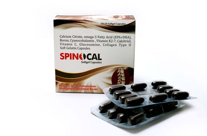Spinocal – Advanced Spine & Joint Support Formula with Calcium Citrate, Omega-3 (EPA+DHA), Boron, Vitamin K2-7, Glucosamine, Collagen Type II, Vitamin C & B12 for Complete Structural Wellness