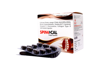Spinocal – Advanced Spine & Joint Support Formula with Calcium Citrate, Omega-3 (EPA+DHA), Boron, Vitamin K2-7, Glucosamine, Collagen Type II, Vitamin C & B12 for Complete Structural Wellness