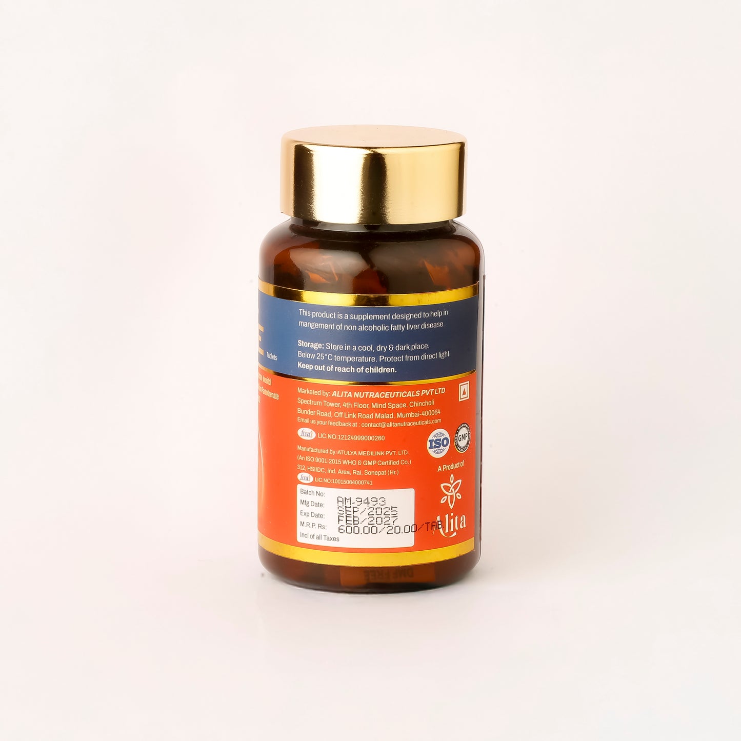 NAFLE Liver Support Supplement – For Non-Alcoholic Fatty Liver Disease (NAFLD) | Omega 3, Vitamin E, L-Carnitine, Inositol, Choline, B-Complex | 30 Tablets | Supports Liver Detox & Metabolism