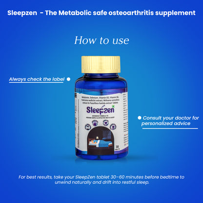 SleepZen Sleep Support Tablets | Non-Habit Forming Sleep Aid with Melatonin, Ashwagandha & Valerian | Natural Relief for Insomnia, Anxiety & Stress | 30 Tablets | For Men & Women