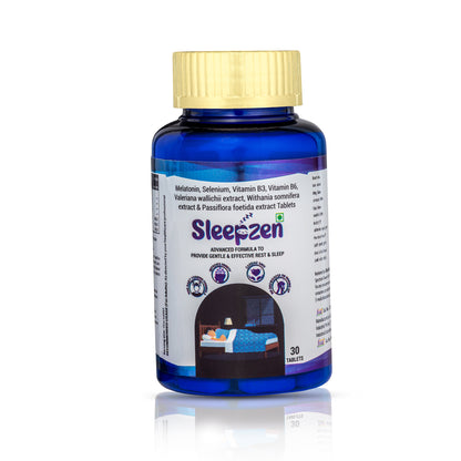 SleepZen Sleep Support Tablets | Non-Habit Forming Sleep Aid with Melatonin, Ashwagandha & Valerian | Natural Relief for Insomnia, Anxiety & Stress | 30 Tablets | For Men & Women